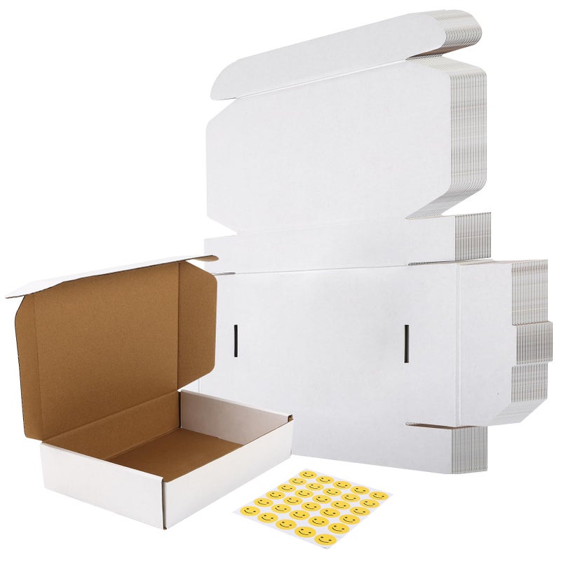 RLAVBL 9x6.5x2 Inches Shipping Boxes Set of 30, White Small Corrugated Cardboard Box, Mailer Boxes for Packing Small Business - Image 1